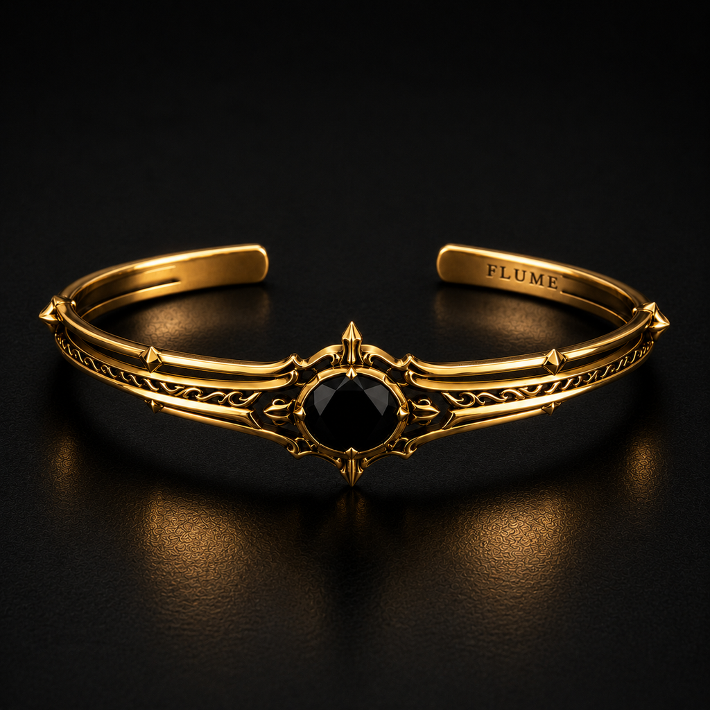 FLUME Golden Obsidian Crown Cuff