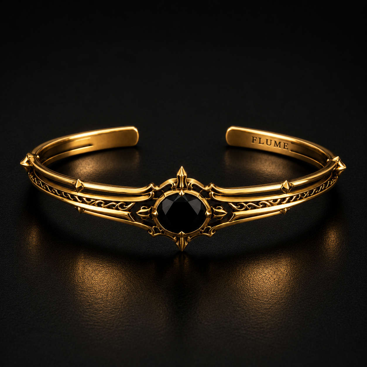 FLUME Golden Obsidian Crown Cuff