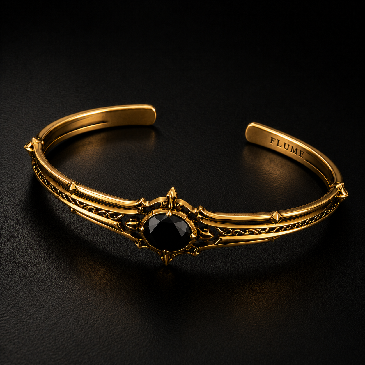 FLUME Golden Obsidian Crown Cuff