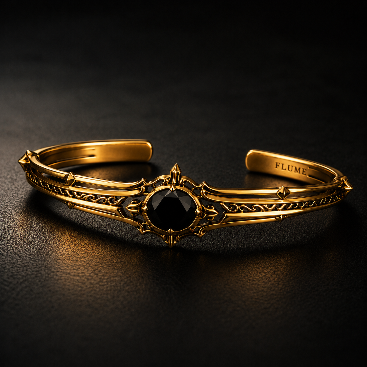 FLUME Golden Obsidian Crown Cuff