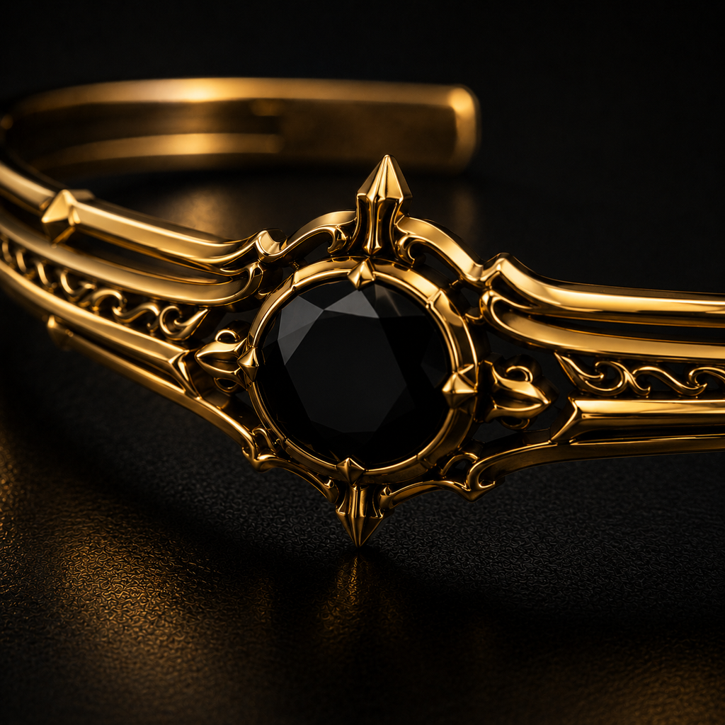 FLUME Golden Obsidian Crown Cuff