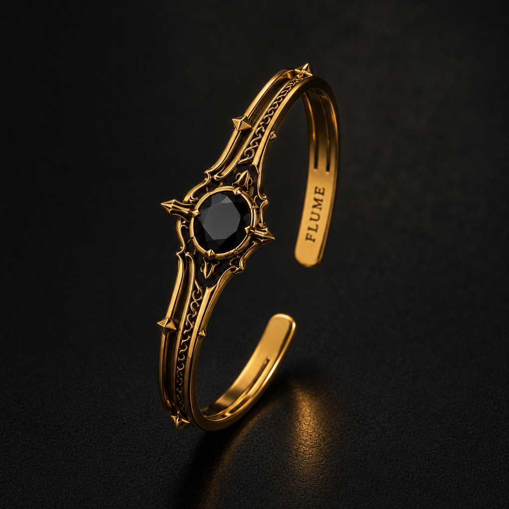 FLUME Golden Obsidian Crown Cuff