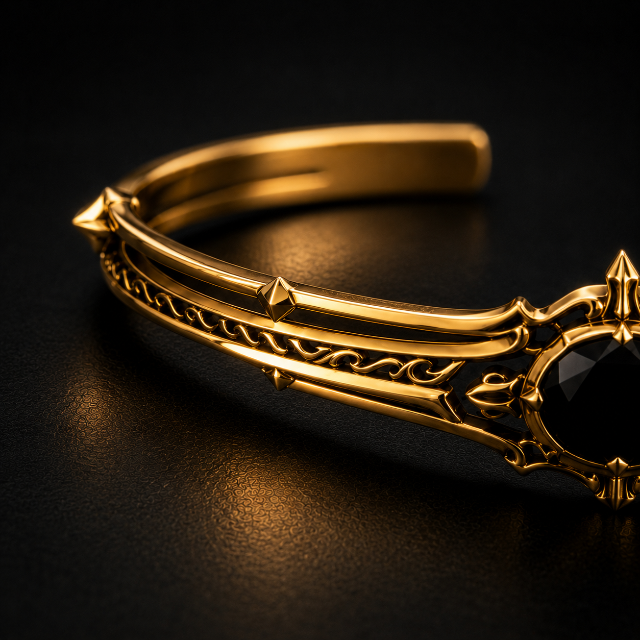 FLUME Golden Obsidian Crown Cuff